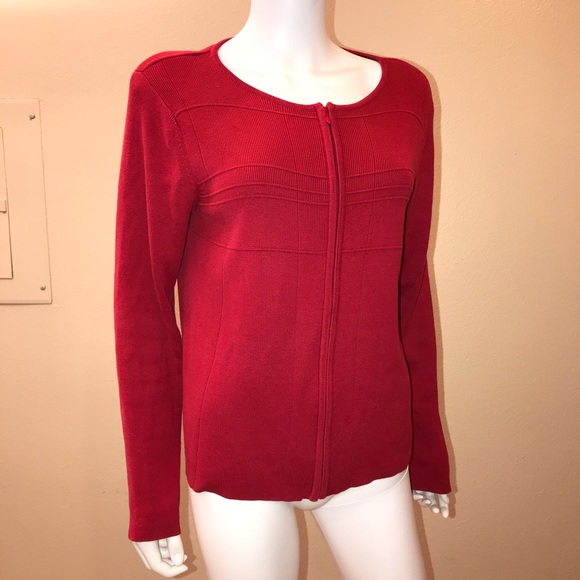 Christopher & Banks Sweaters - Christopher Banks Cardigan Sweater Womens Size Small Red Zip Up Acrylic Cotton